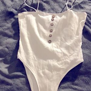 White spaghetti strap bodysuit